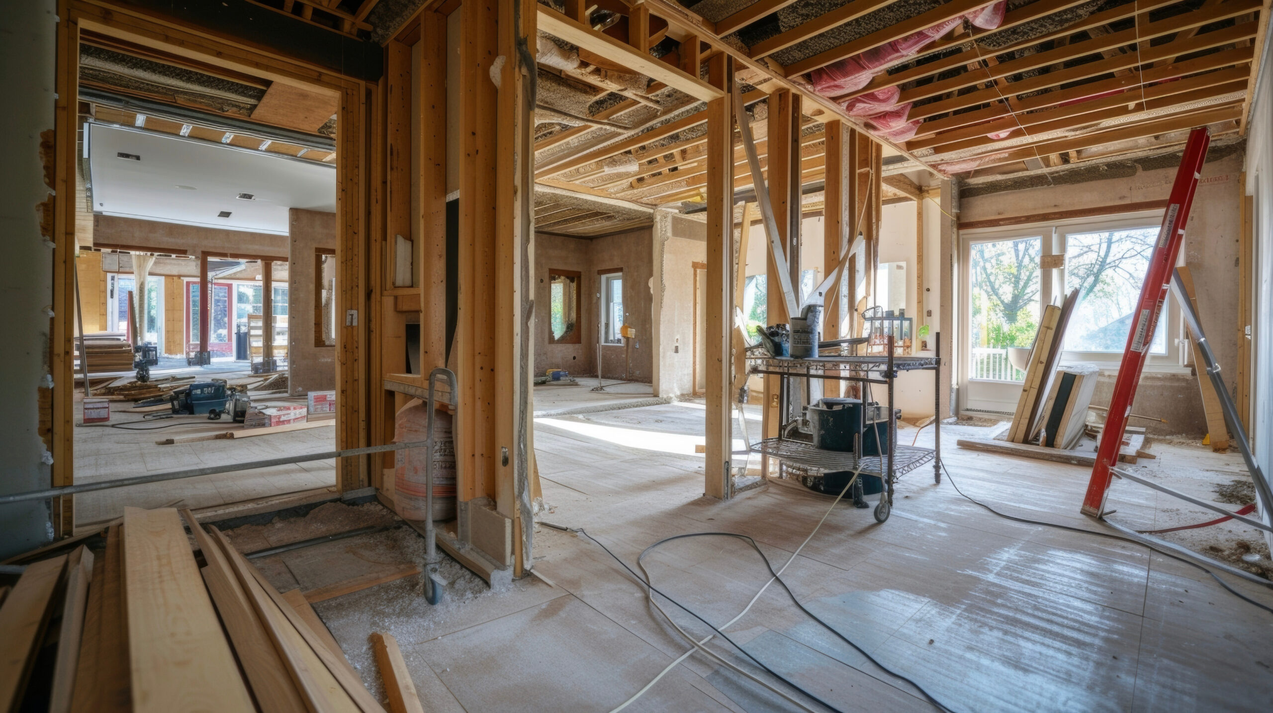 In the midst of a wholehome renovation a general contractor is in constant communication with all subcontractors ensuring that each part of the project is being complete